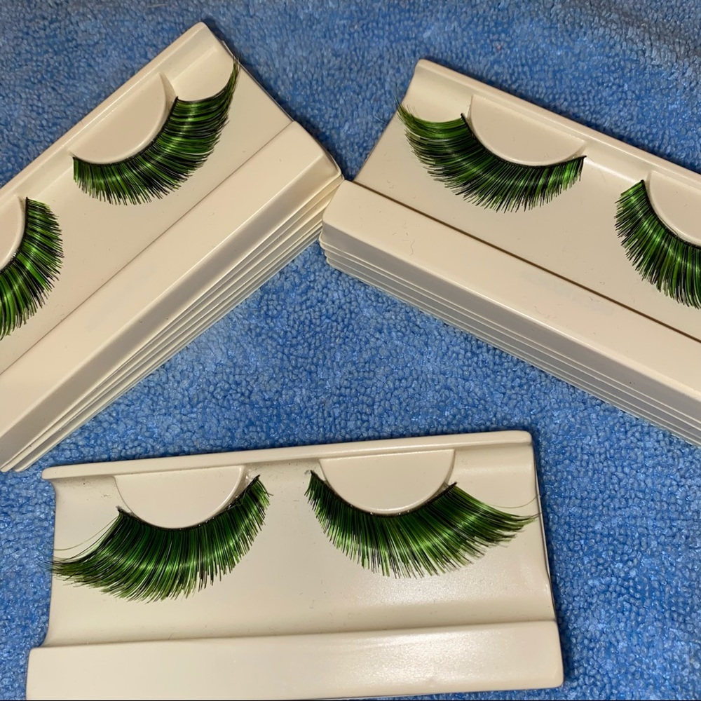 Fake Eyelashes for Halloween Green/Black